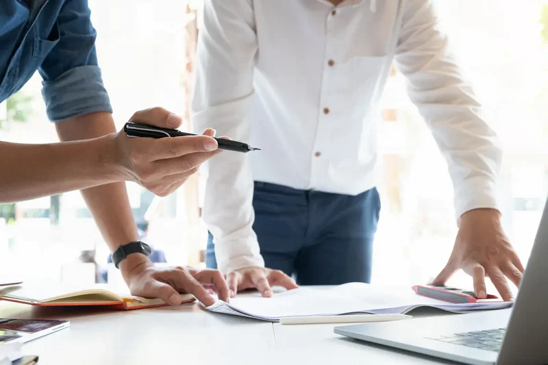 Marketing professionals reviewing analytics